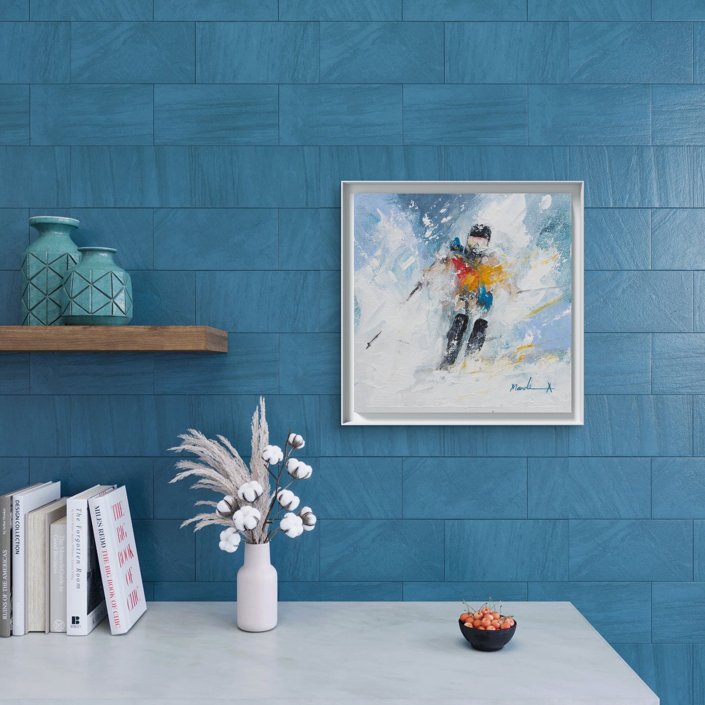 Above the Pines - Original Alpine Skiing Painting