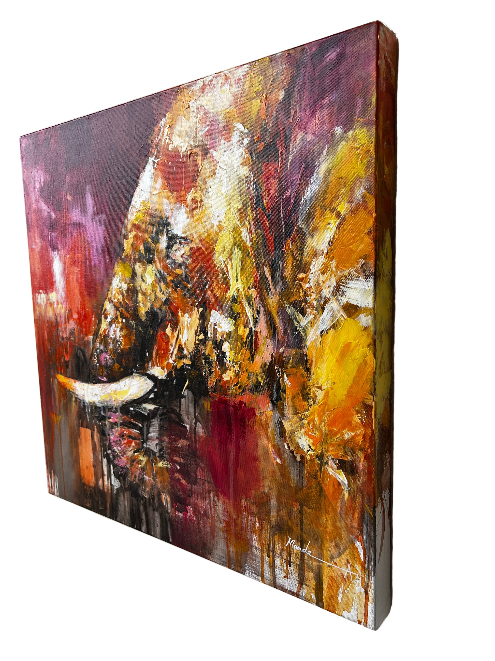 Abstract elephant painting with vibrant colors 