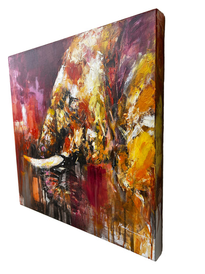 Abstract elephant painting with vibrant colors 