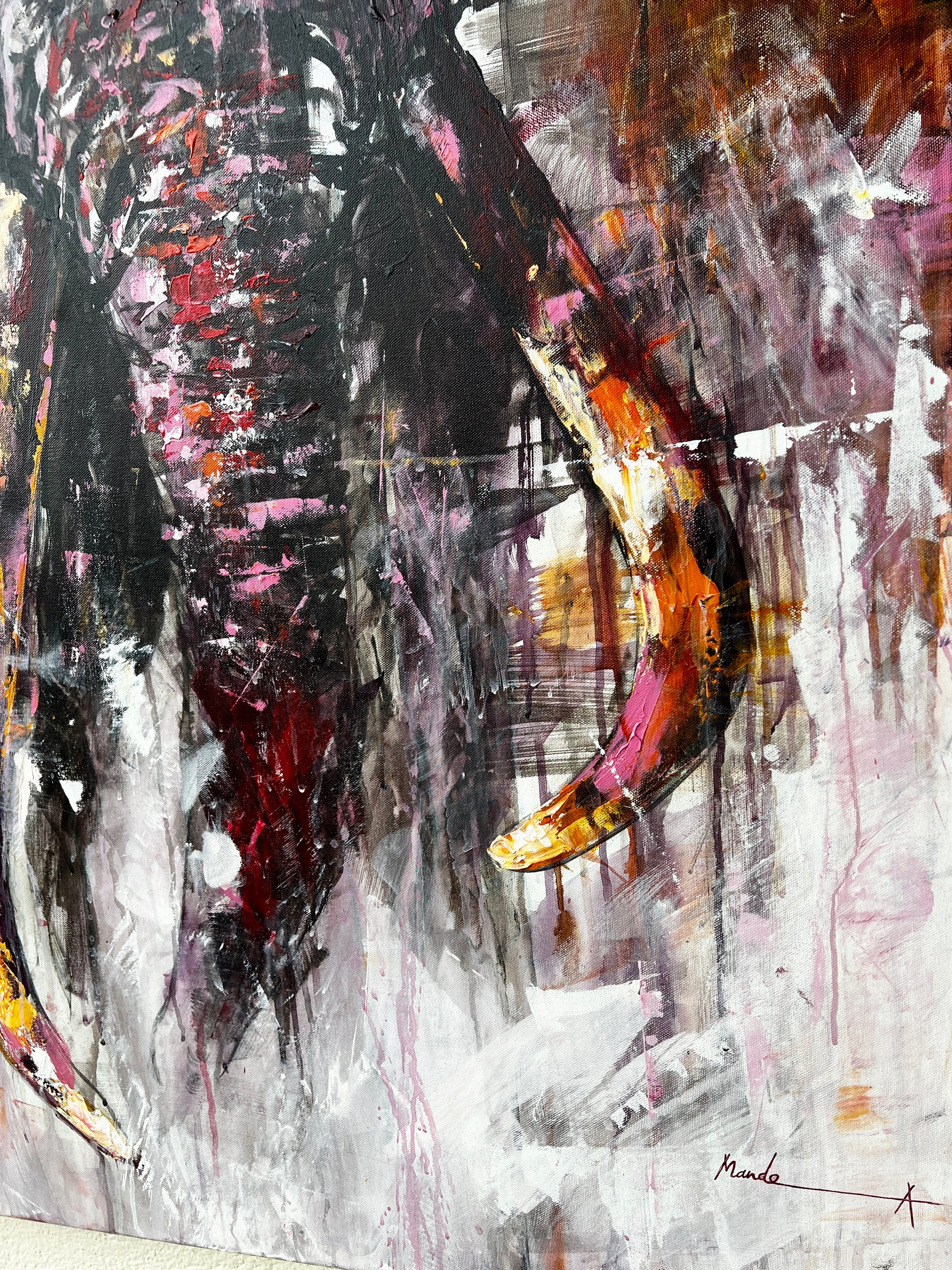 Abstract elephant painting Task Taker - contemporary wildlife art by Mandea Art
