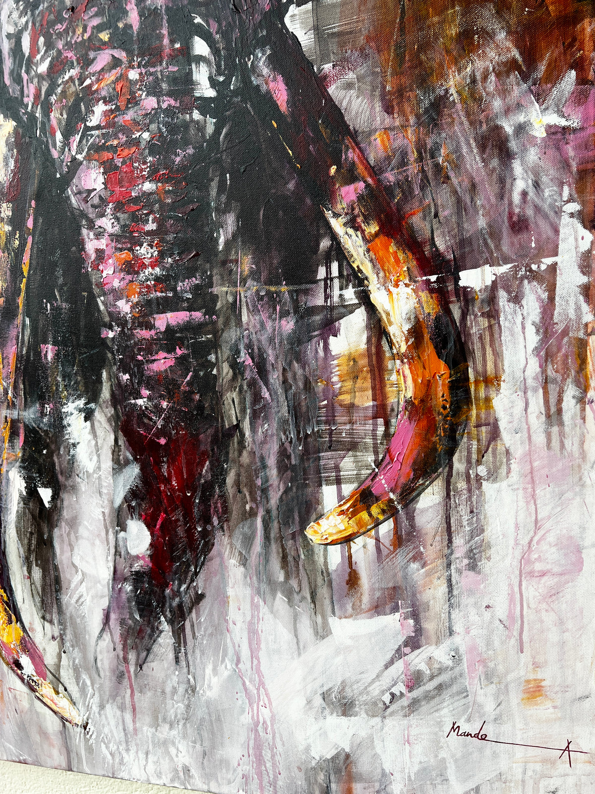 Abstract elephant painting Task Taker - contemporary wildlife art by Mandea Art