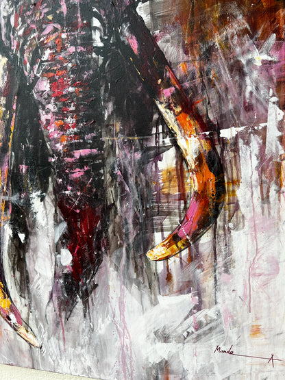 Abstract elephant painting Task Taker - contemporary wildlife art by Mandea Art