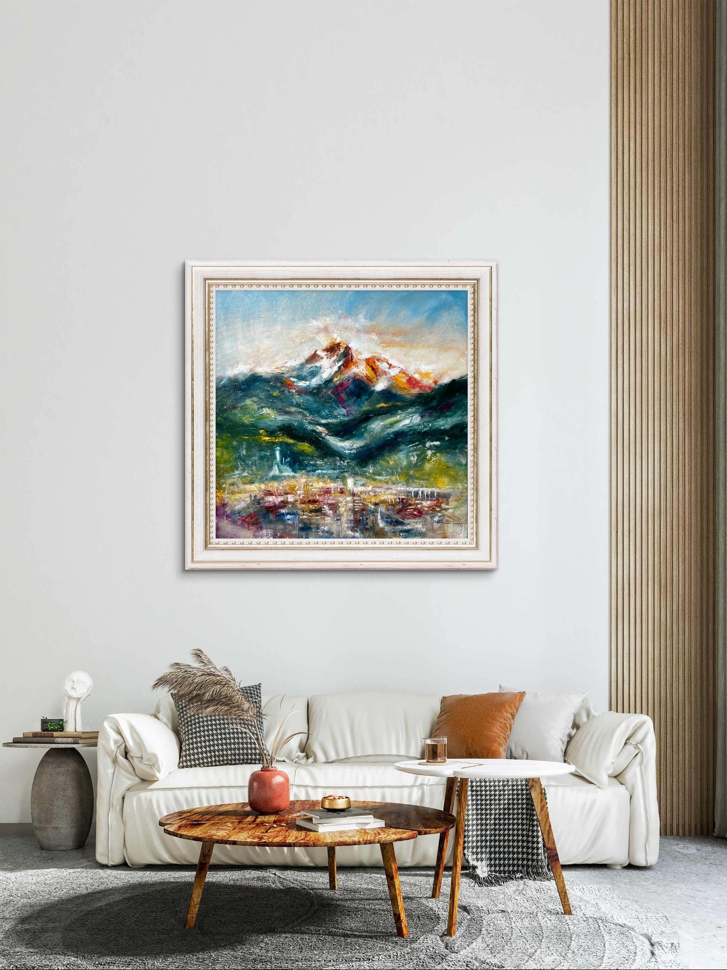 Abstract innsbruck mountain painting of a cityscape 