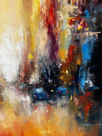 Abstract painting with a variety of colors and textures