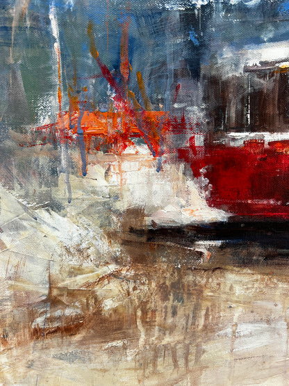 Alpine Ride - Original Vintage Tram Painting