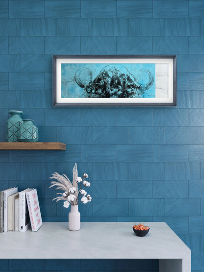 Expressive buffalo painting in contemporary wildlife art style, highlighting strength, spirit, and natural beauty