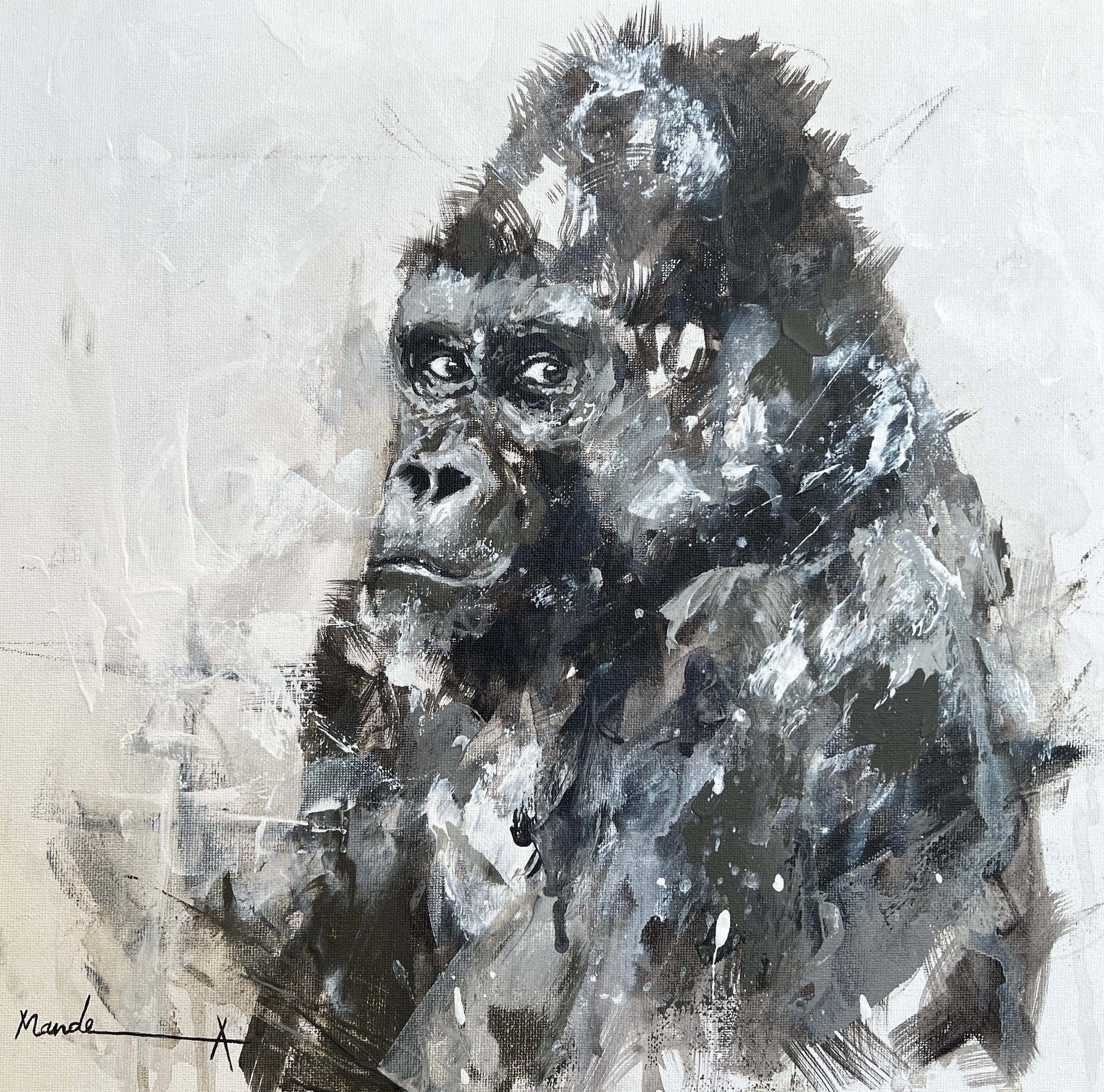 Original gorilla painting capturing emotion and instinct