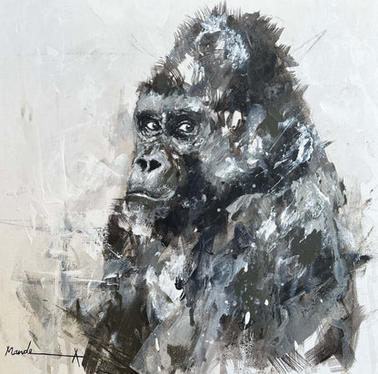 Original gorilla painting capturing emotion and instinct