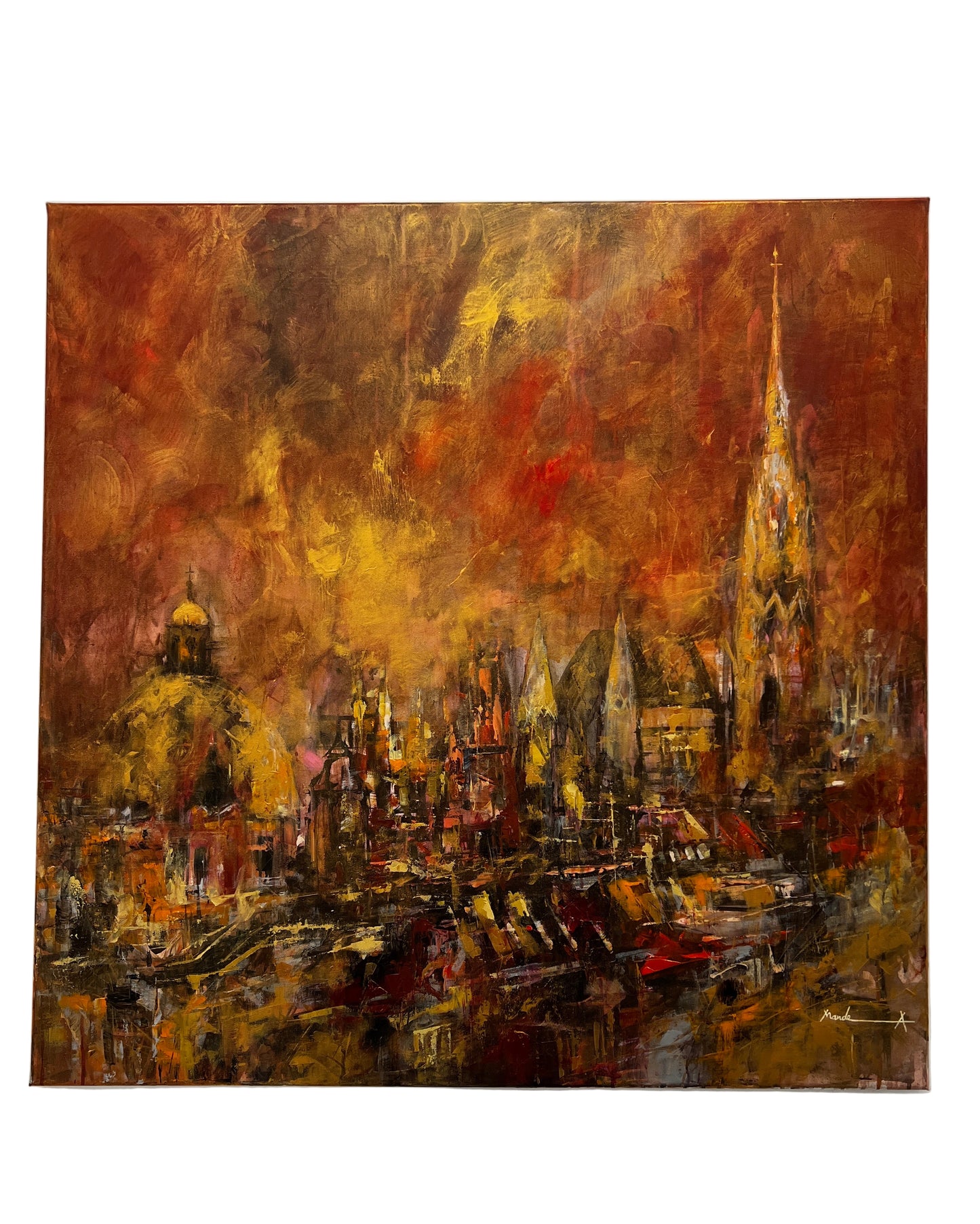 Golden Light Symphony Vienna -  Large Cityscape Painting