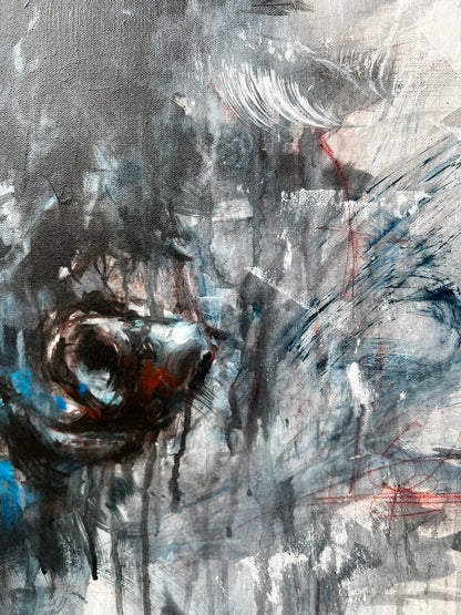 "Born to Challenge" - Abstract Bull Painting
