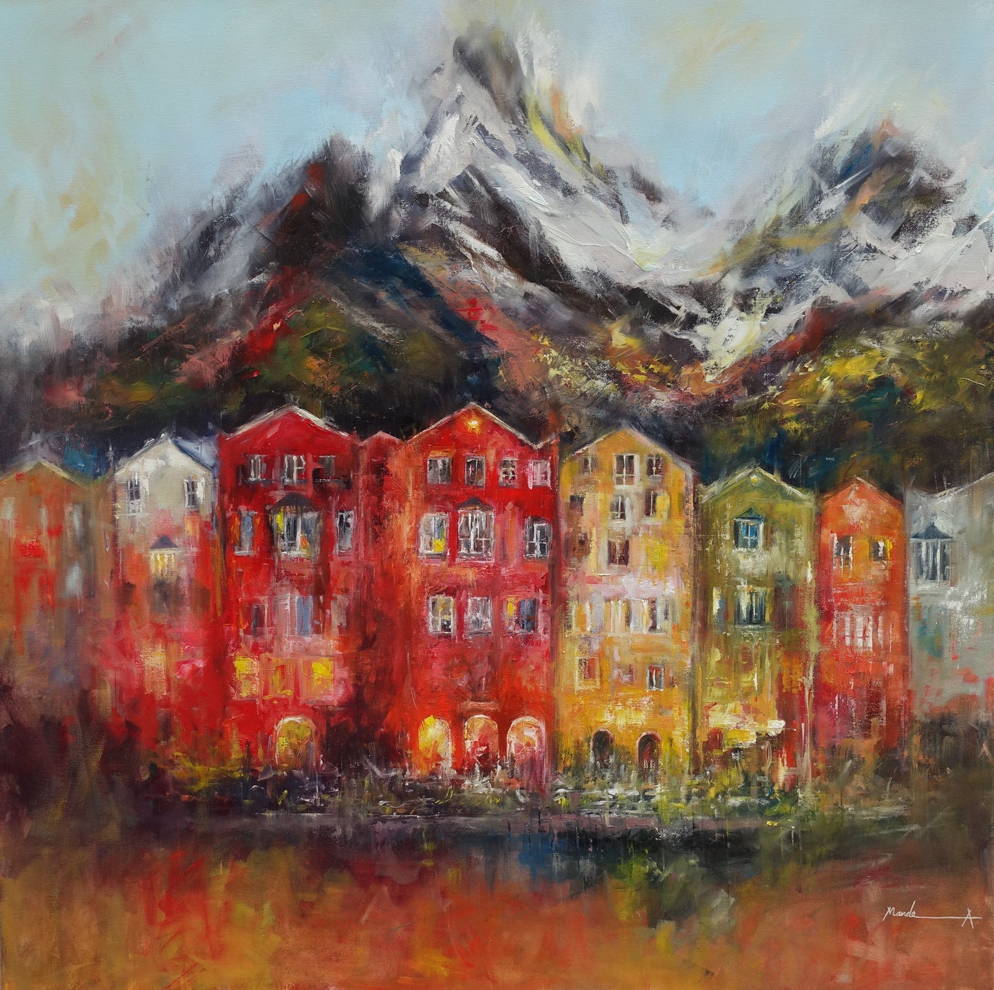 Innsbruck - Original Alpine Cityscape Painting