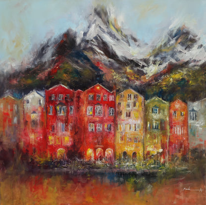 Innsbruck - Original Alpine Cityscape Painting