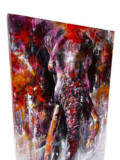 Large-scale abstract elephant painting Life - museum-quality original art by Mandea Art