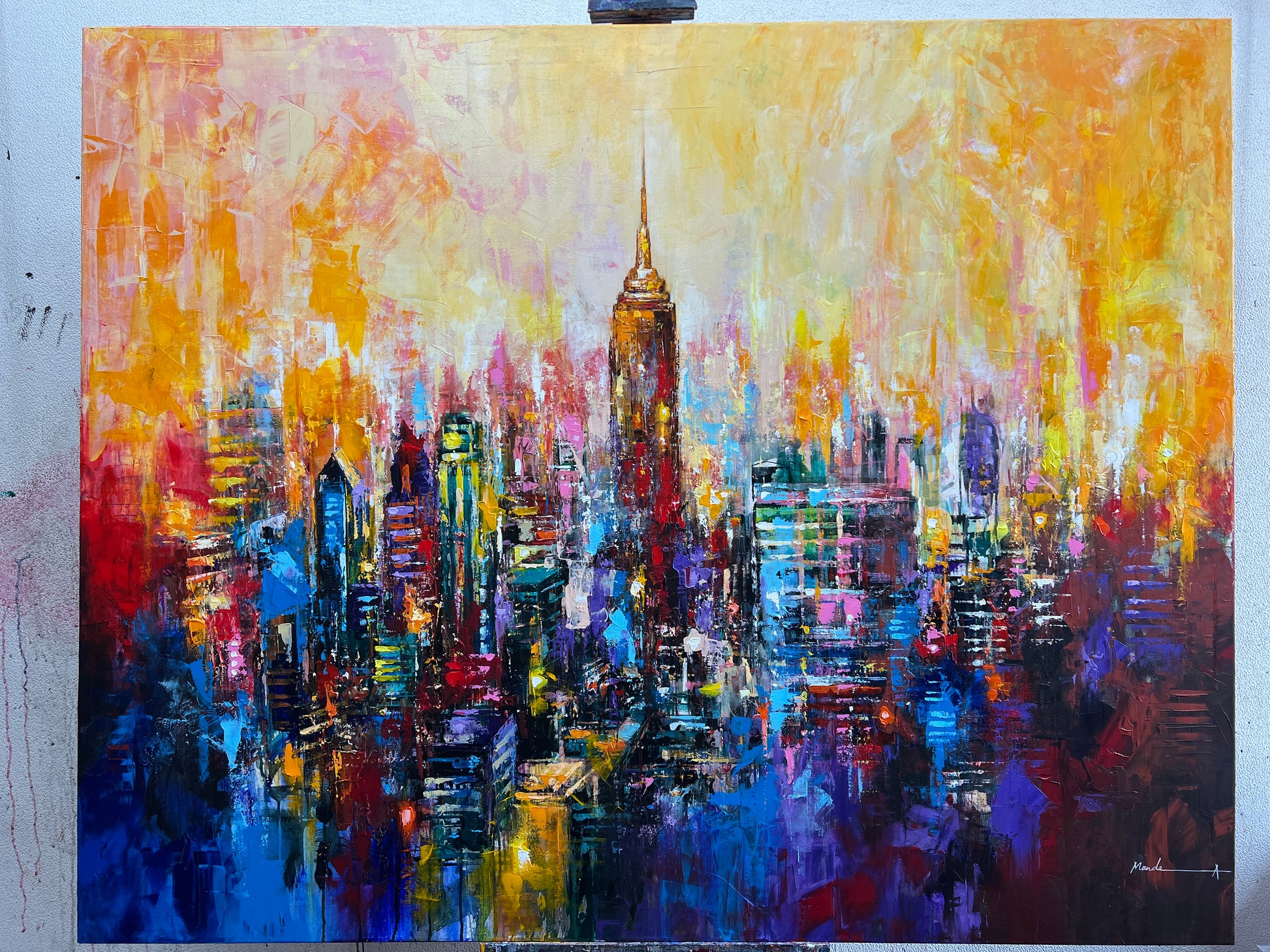 New York Abstract cityscape painting with vibrant colors