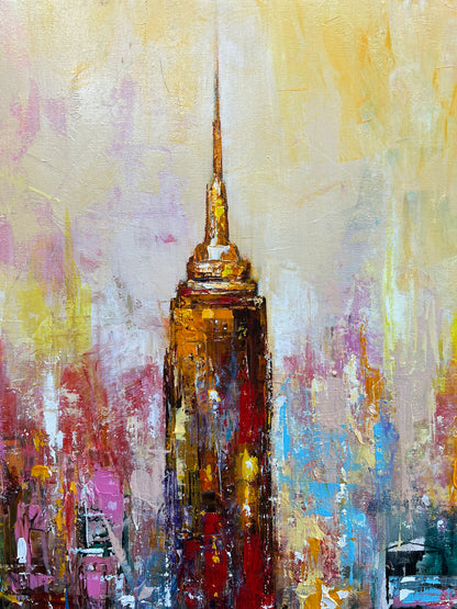New York Abstract cityscape painting detail view 