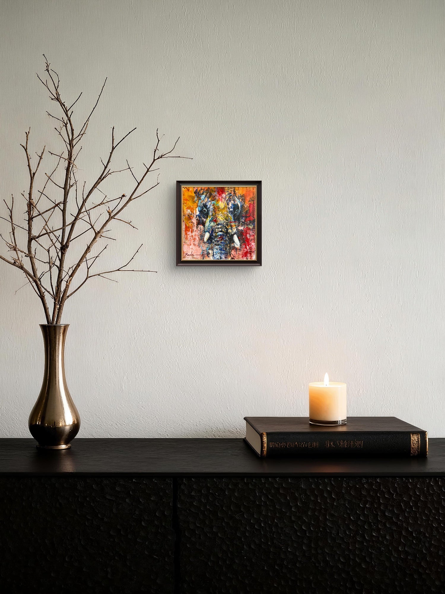 Original abstract elephant art - vibrant acrylic painting by Austrian artist Mandea Art