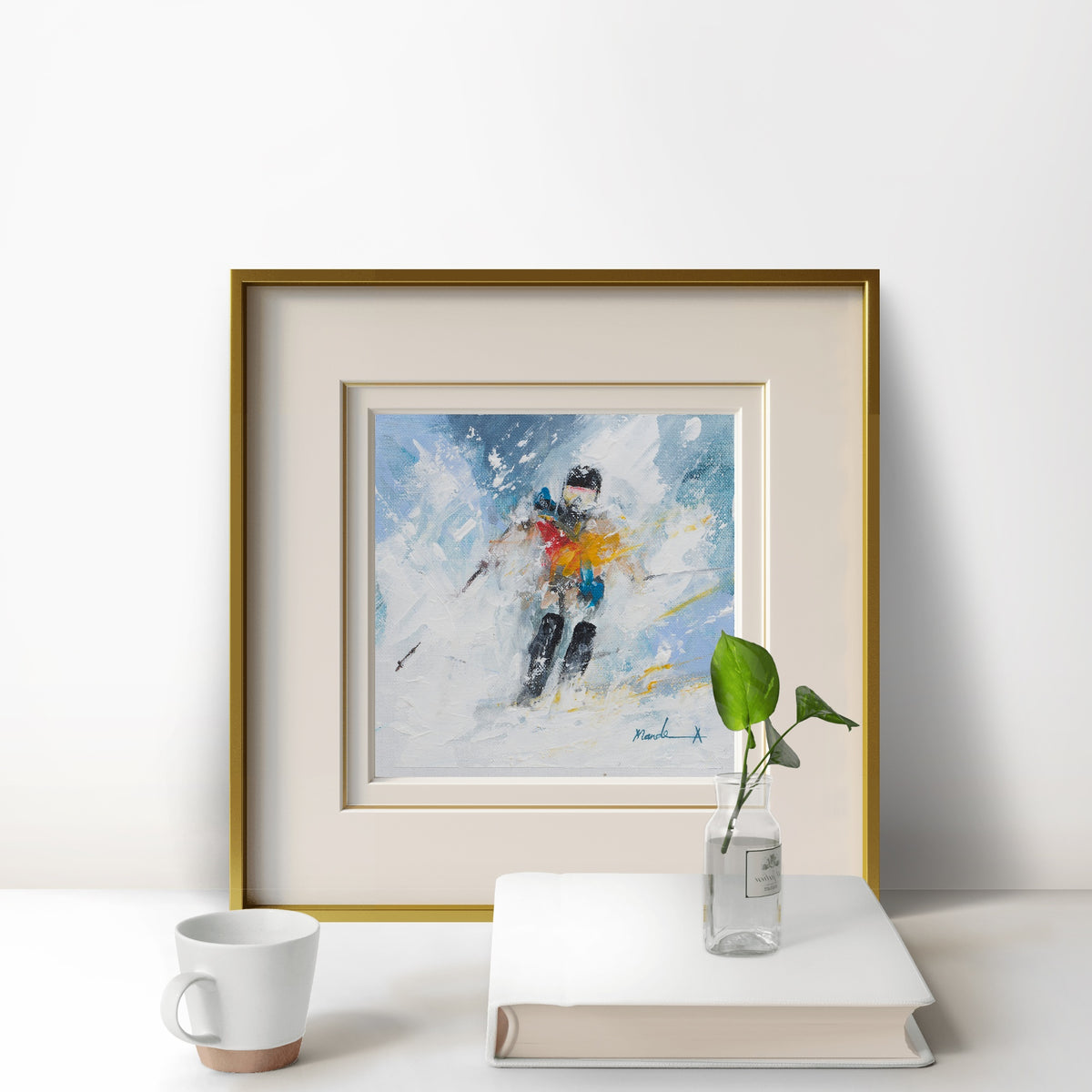 Painting of a skier