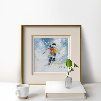 Painting of a skier