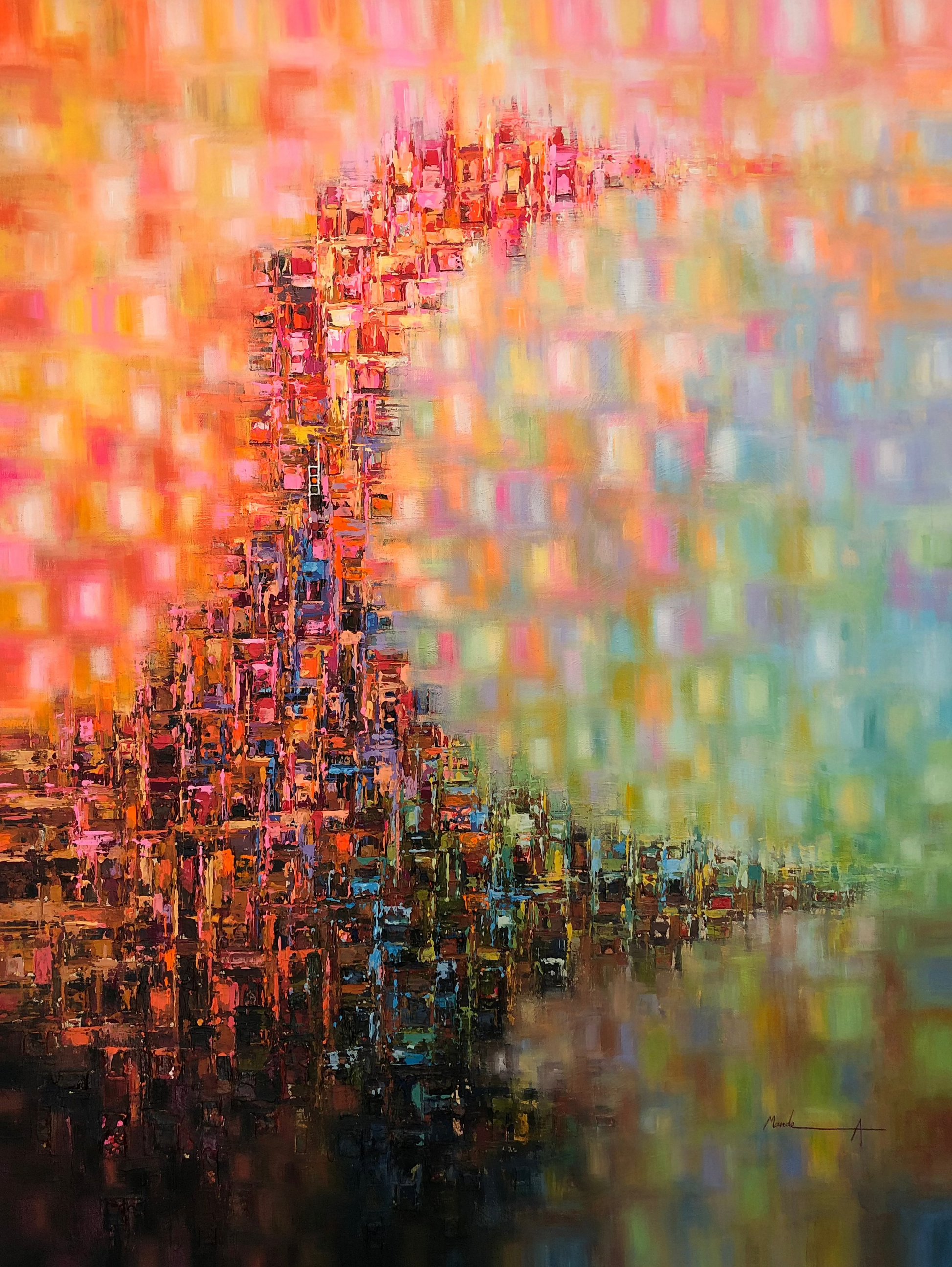 abstract contemporary city painting with traffic lights
