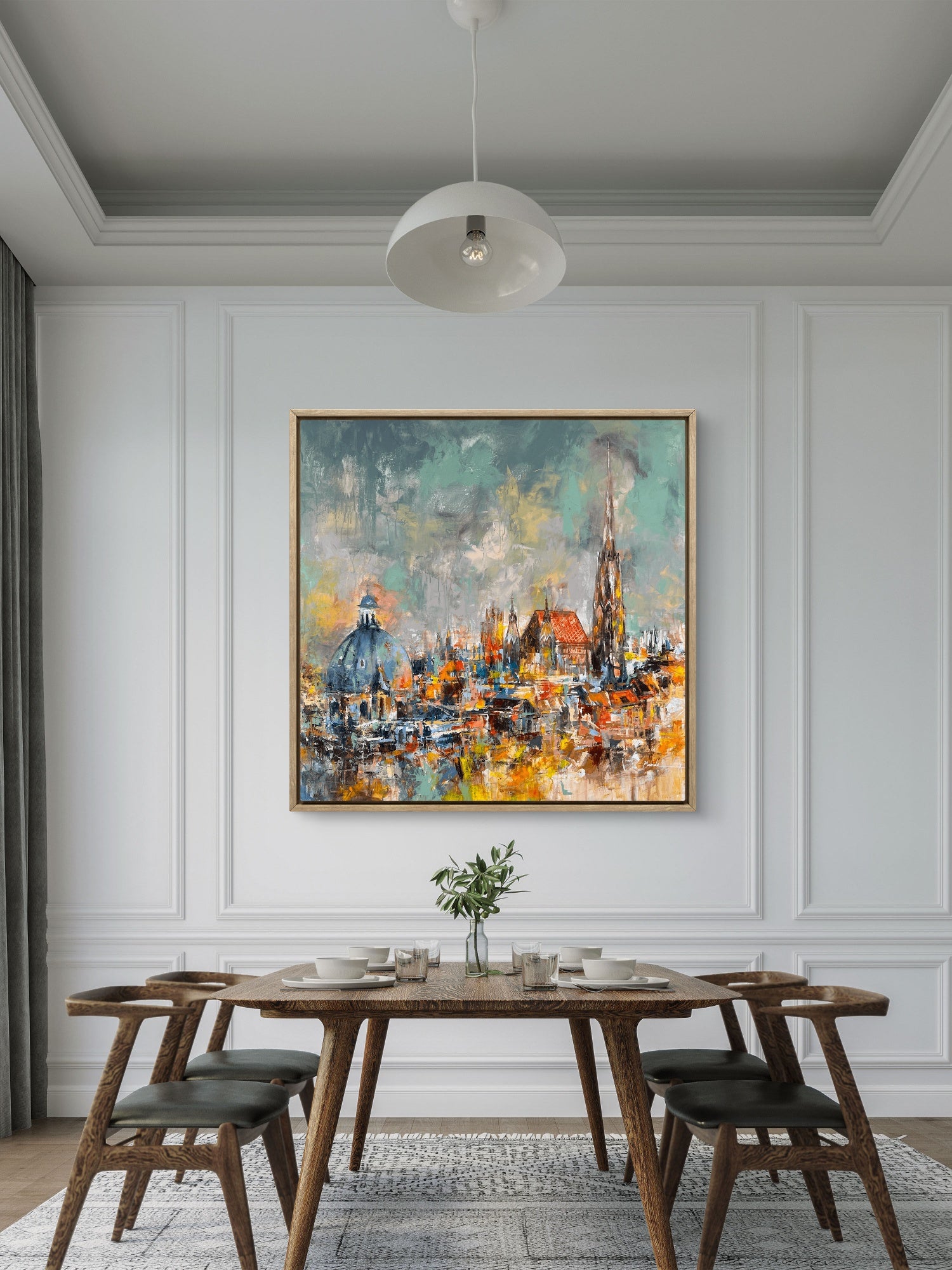 Vienna cityscape painting in acrylic — original artwork by Mandea capturing the charm of Vienna’s old streets, classic European architecture, and warm evening light