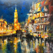 amsterdam at night painting
