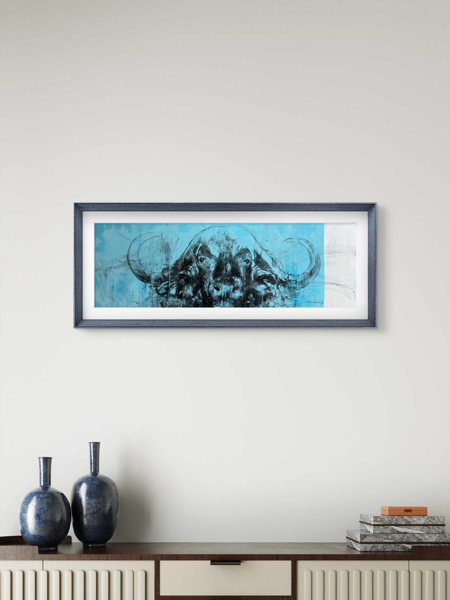 Framed abstract art piece on a wall Buffalo