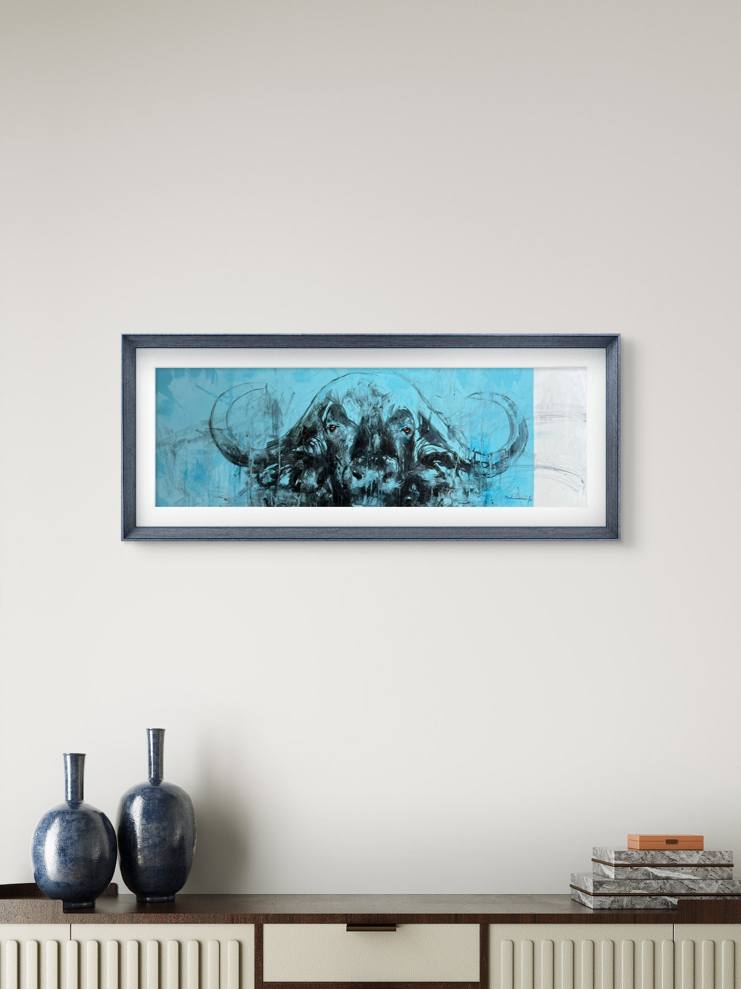Framed abstract art piece on a wall Buffalo