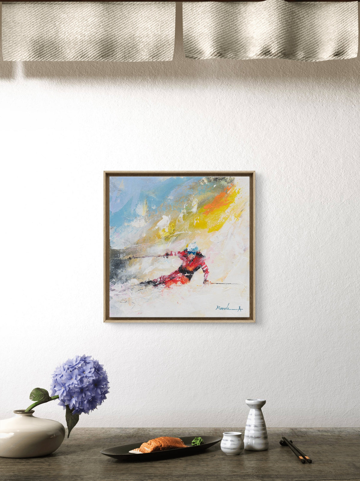 skiing painting