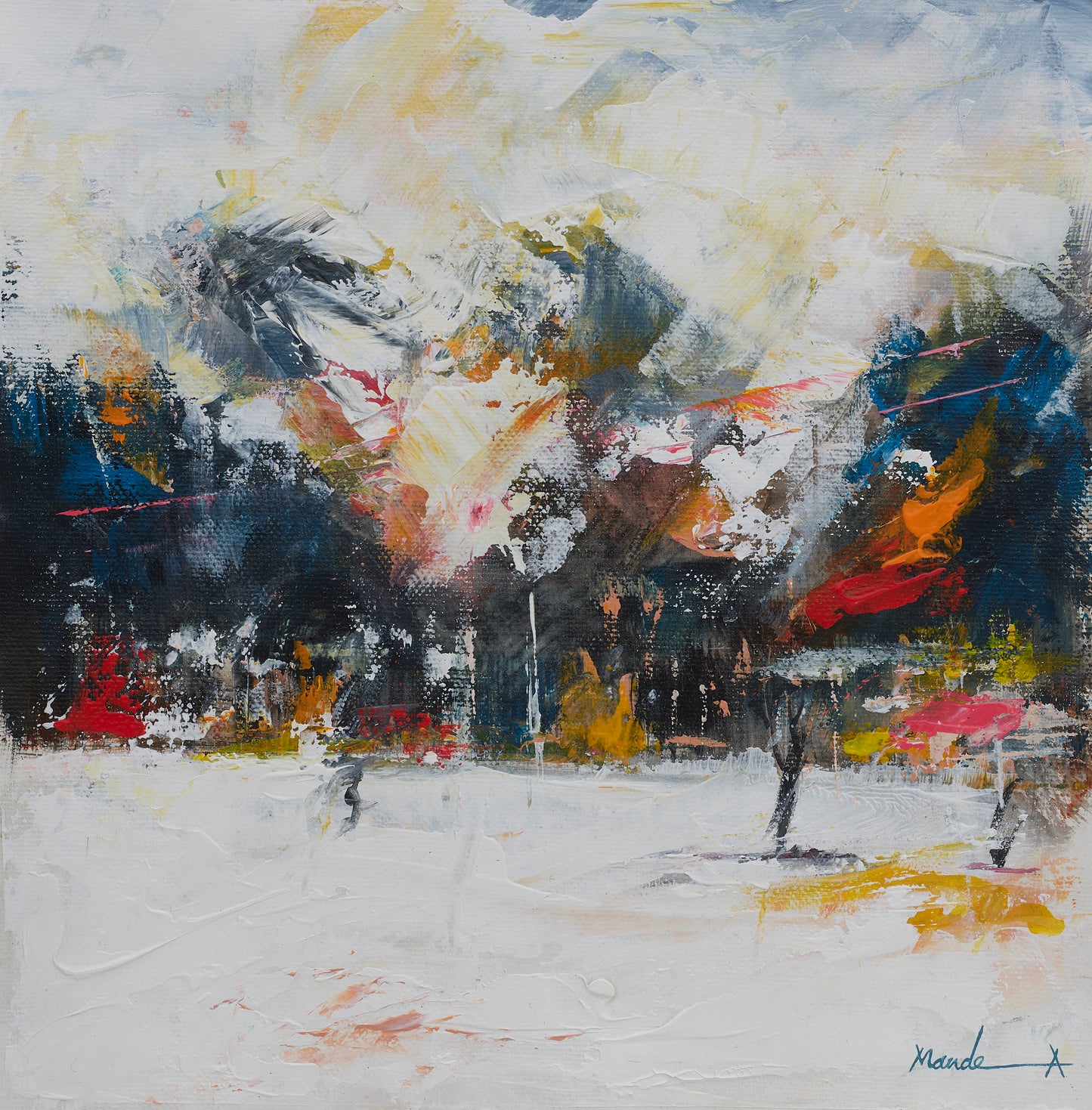 Abstract painting of snow mountain