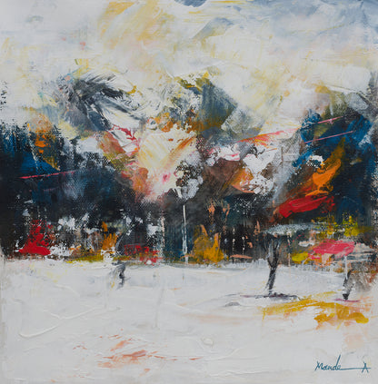 Abstract painting of snow mountain