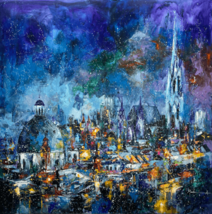 "Twilight Glow" - Vienna Cityscape painting